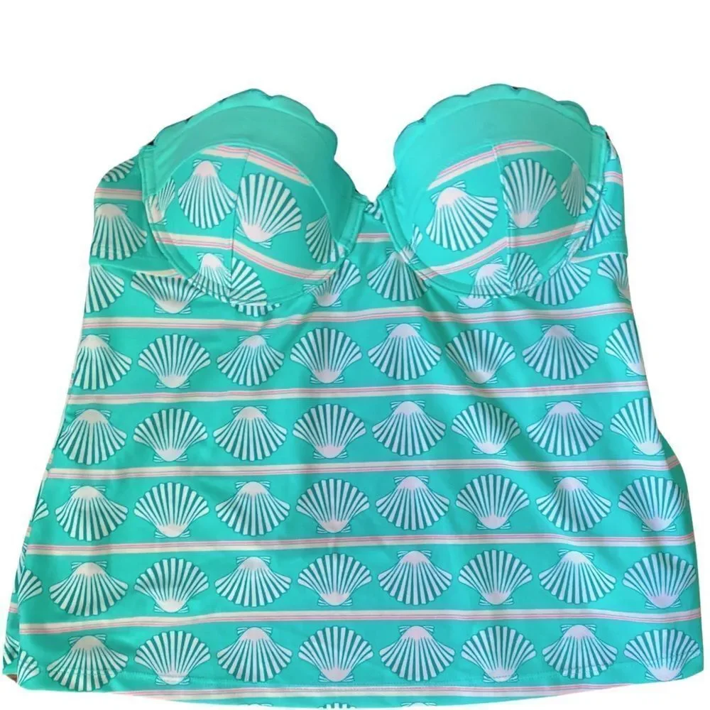 Aqua Couture Tankini - S green sea shell print , nylon spandex